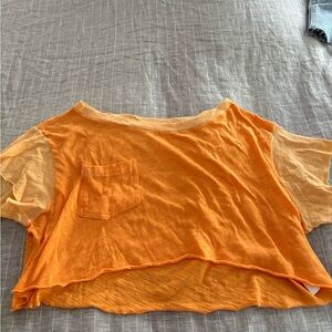 BDG Orange Asymmetrical Crop T-Shirt